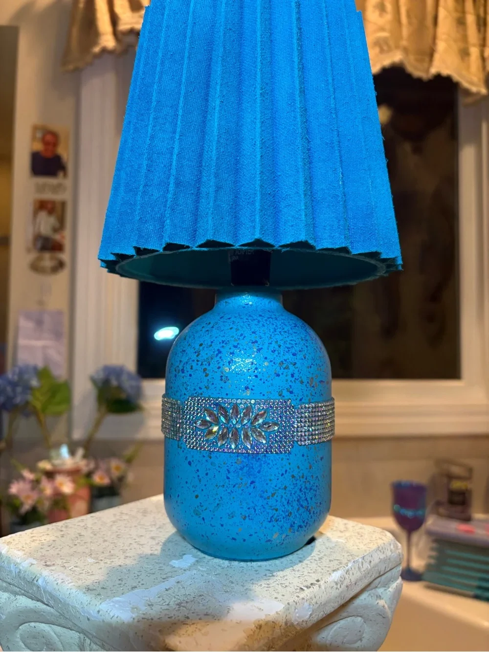 Coral peach Decorative Table Lamp Base with rhinestone Crystal Accents-